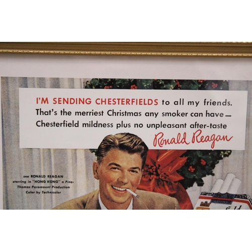 872 - A RONALD REAGAN FRAMED CIGARETTE ADVERT