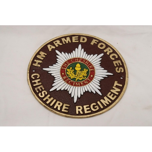 918 - A CAST 'HM ARMED FORCES' SIGN, DIAMETER 23CM