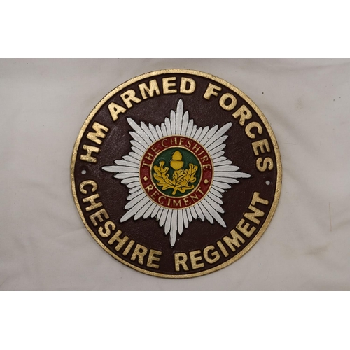 918 - A CAST 'HM ARMED FORCES' SIGN, DIAMETER 23CM