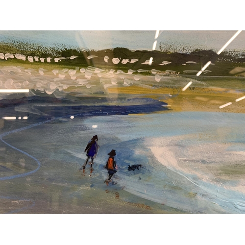 959 - A PENELOPE TIMMIS MIXED MEDIA PAINTING OF A COASTAL SCENCE