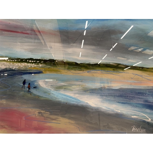 959 - A PENELOPE TIMMIS MIXED MEDIA PAINTING OF A COASTAL SCENCE