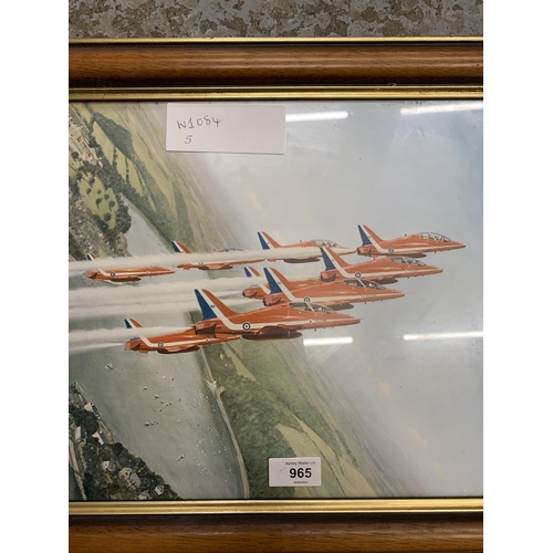 965 - A FRAMED PRINT OF THE RED ARROWS IN FLIGHT FORMATION