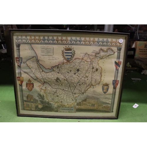 1001 - TWO FRAMED VINTAGE MAPS OF CHESHIRE AND THE ORIENT