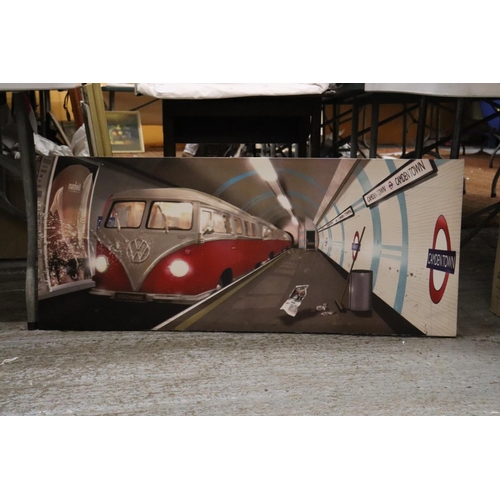 1004 - A LARGE VOLKSWAGON CAMPER VAN TUBE TRAIN CANVAS