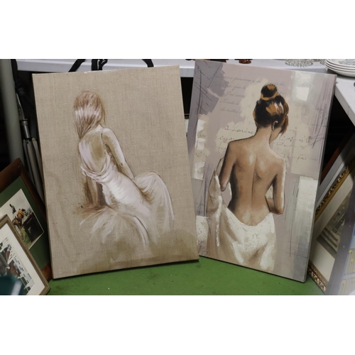 1048 - TWO LARGE CANVAS PRINTS OF LADIES