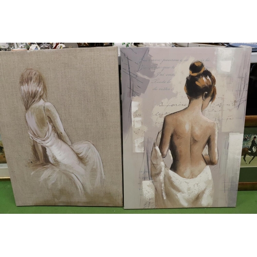 1048 - TWO LARGE CANVAS PRINTS OF LADIES