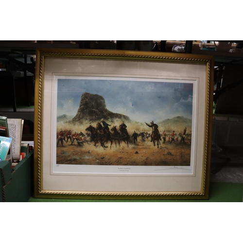 1049 - A FRAMED PRINT TITLED, 'INCIDENT A ISANDLWANA', SIGNED