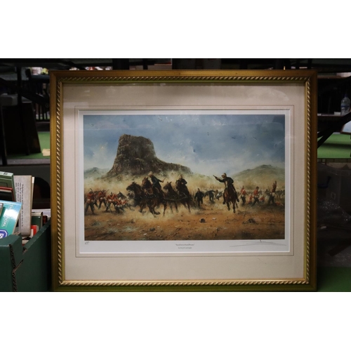 1049 - A FRAMED PRINT TITLED, 'INCIDENT A ISANDLWANA', SIGNED