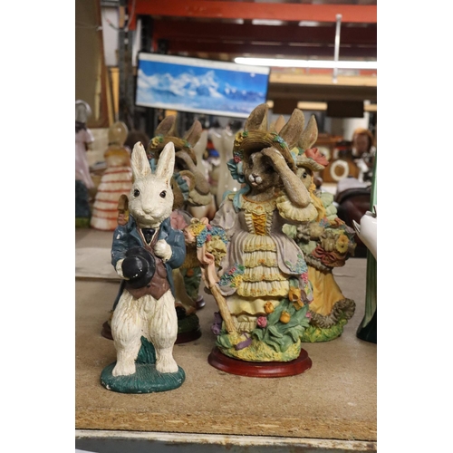 1077 - SIX LARGE RABBIT FIGURES PLUS A MOUSE