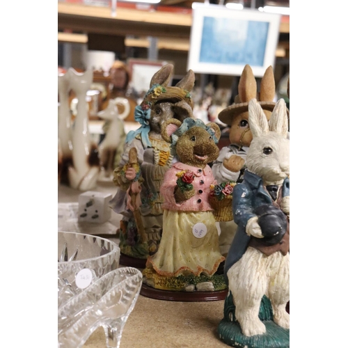 1077 - SIX LARGE RABBIT FIGURES PLUS A MOUSE