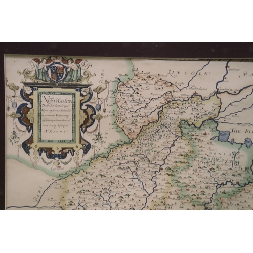 1176 - A FRAMED SAXONS MAP OF NORTHAMPTONSSHIRE, BEDFORDSHIRE, CAMBRIDGESHIRE, HUNTINGDONSHIRE AND RUTLAND,... 