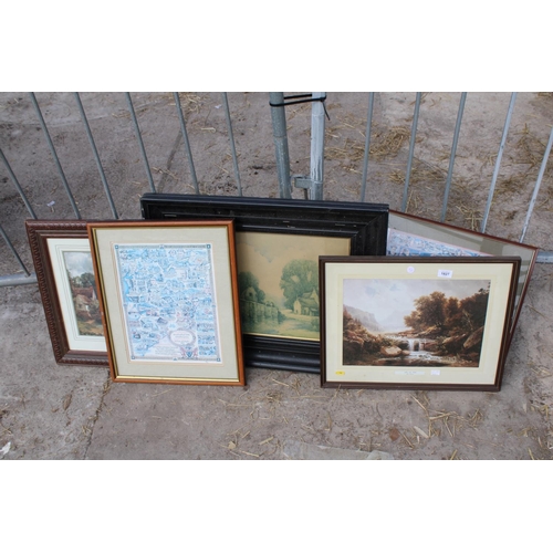 1827 - AN ASSORTMENT OF FRAMED PRINTS AND PICTURES