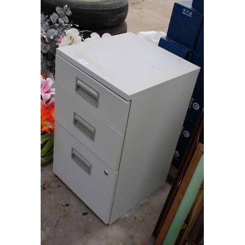 1871 - A THREE DRAWER METAL FILING CABINET