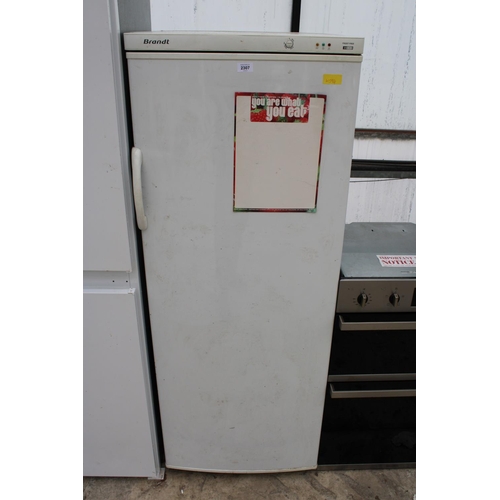 2307 - A TALL WHITE BRANDT UPRIGHT FREEZER