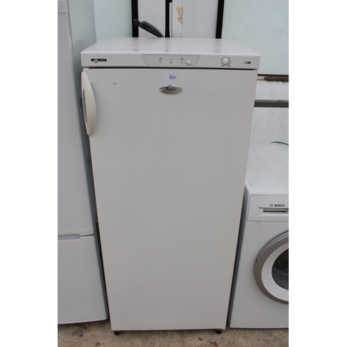 2315 - A WHITE WHIRLPOOL UPRIGHT FREEZER