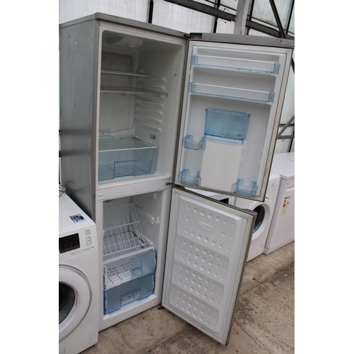 2318 - A GREY UPRIGHT BEKO FRIDGE FREEZER WITH WATER DISPENSER