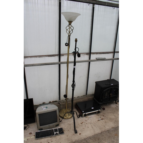 2338 - TWO VARIOUS METAL STANDARD LAMPS