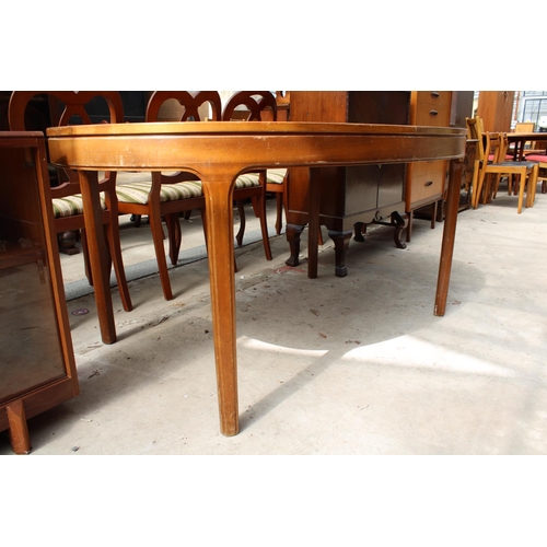 2544 - A RETRO TEAK AND CROSSBANDED EXTENDING DINING TABLE 60