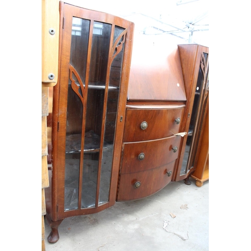 2670 - A MID 20TH CENTURY WALNUT SIDE BY SIDE BUREAU, 48