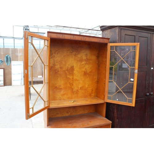 2798 - A MODERN ASTRAGAL GLAZED TWO DOOR CABINET ON BASE