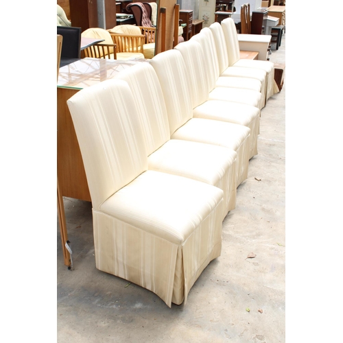 2841 - A SET OF EIGHT MODERN UPHOSTERED AND SKIRTED DINING CHAIRS