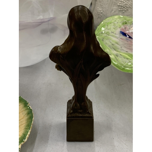 104 - A BRONZE ART NOUVEAU SIGNED BUST