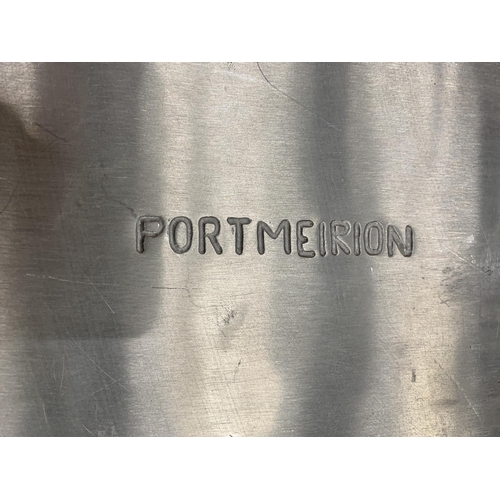 111 - A LARGE CHROMED HEAVY ALUMINIUM CONCAVE TRAY BY PORTMERION  - 14 X 14 INCH