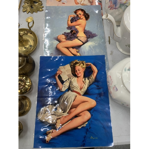 129 - SEVEN VINTAGE PIN-UP GIRL PRINTS BY THE FRENCH ARTIST GIL ELVGREN