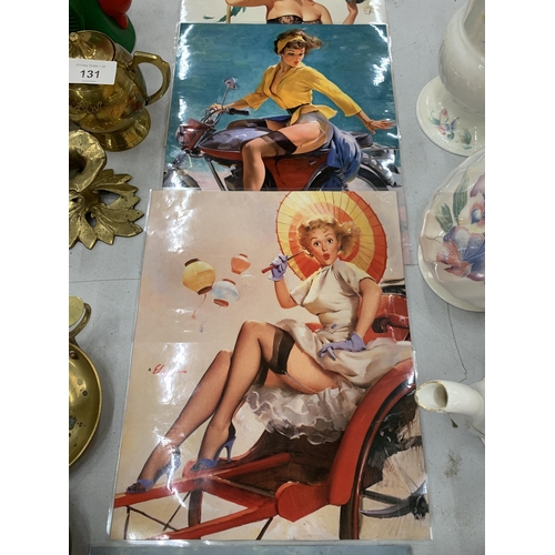 129 - SEVEN VINTAGE PIN-UP GIRL PRINTS BY THE FRENCH ARTIST GIL ELVGREN