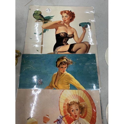 129 - SEVEN VINTAGE PIN-UP GIRL PRINTS BY THE FRENCH ARTIST GIL ELVGREN