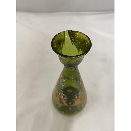 138 - A GREEN STOURBRIDGE GILT GLASS VASE