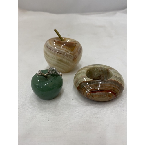 150 - TWO NATURAL ONYX STONE APPLES