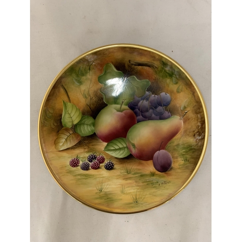 161 - THREE SIGNED, J MOTTRAM, HANDPAINTED, FRUIT, CABINET PLATES