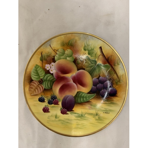 161 - THREE SIGNED, J MOTTRAM, HANDPAINTED, FRUIT, CABINET PLATES