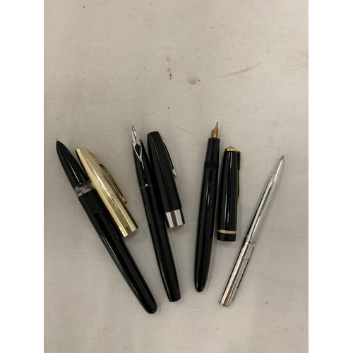 167 - FOUR PENS TO INCLUDE TWO CARTRIDGE, A FOUNTAIN AND BALL POINT