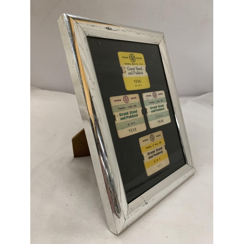 168 - A COLLECTION OF FRAMED EPSOM RACING PASSES, 1958-1966