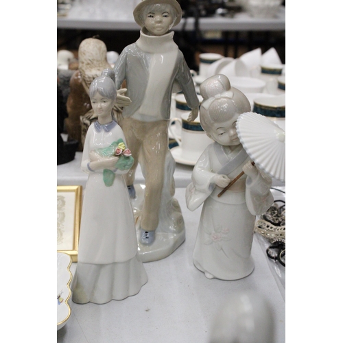 193 - A COLLECTION OF SIX LLADRO STYLE FIGURES TO INCLUDE A ROYAL DOULTON