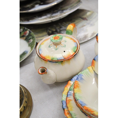 203 - A VINTAGE GRINDLEY, 'CHAMELEON' TEASET TO INCLUDE A TEAPOT, COFFEE POT, SUGAR BOWL, CREAM JUG, CUPS,... 