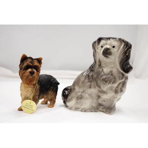 204 - A FIGURE OF A MANTLE BLACK SPANIEL DOG AND A FURTHER LEONARD COLLECTION FIGURE OF A YORKSHIRE TERRIE... 