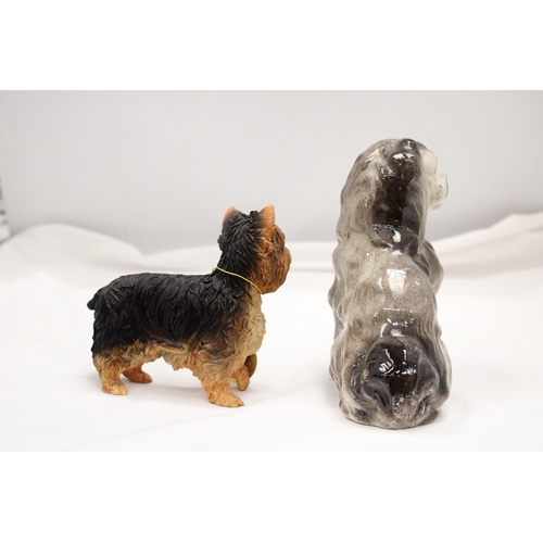 204 - A FIGURE OF A MANTLE BLACK SPANIEL DOG AND A FURTHER LEONARD COLLECTION FIGURE OF A YORKSHIRE TERRIE... 