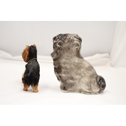 204 - A FIGURE OF A MANTLE BLACK SPANIEL DOG AND A FURTHER LEONARD COLLECTION FIGURE OF A YORKSHIRE TERRIE... 