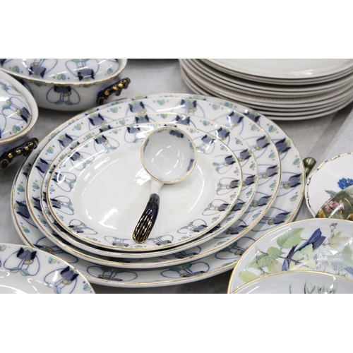 215 - A LOSOL WARE 'TULIP' PART DINNER SERVICE TO INCLUDE, VARIOUS SIZES OF PLATES, LIDDED SERVING TUREENS... 