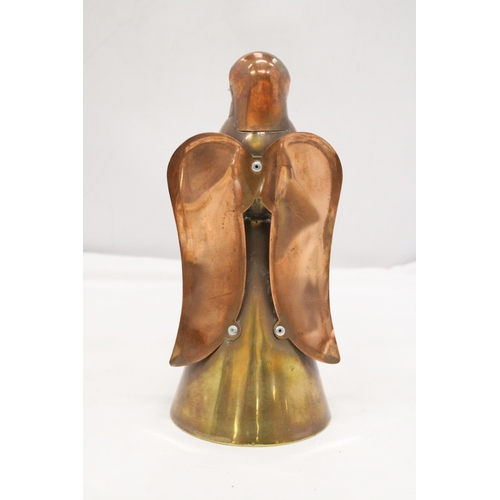 236 - A VINTAGE COPPER AND BRASS ANGEL CANDLE HOLDER - APPROXIMATELY 24CM