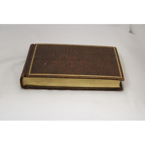 241 - A VINTAGE LEATHER BOUND AUTOGRAPH BOOK FROM THE 1940'S WITH MOSTLY RELIGIOUS ENTRIES