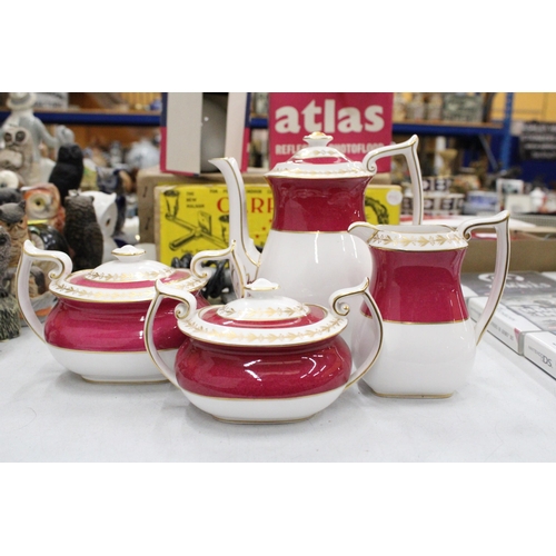 254 - A SPODE BONE CHINA COFFEE SET COMPRISING OF A COFFEE POT, JUG, LIDDED CREAM AND SUGAR