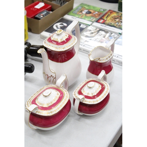 254 - A SPODE BONE CHINA COFFEE SET COMPRISING OF A COFFEE POT, JUG, LIDDED CREAM AND SUGAR