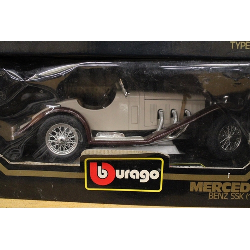 263 - TWO BOXED DIE-CAST VEHICLES TO INCLUDE A BUGATTI AND MERCEDES