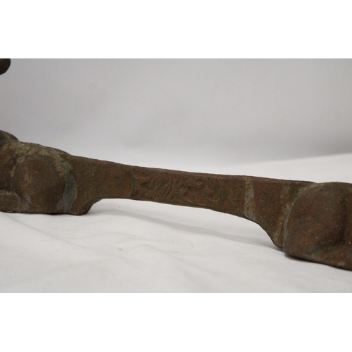 279 - A VICTORIAN COUNTRY HOUSE, CAST BOOT SCRAPER WITH STAG DESIGN, LENGTH 41CM