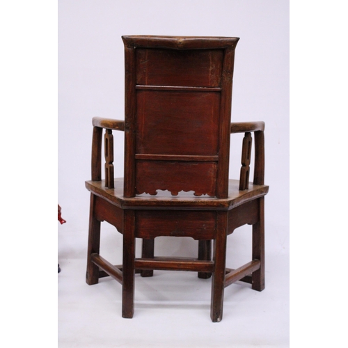 397 - A CHINESE ELM CARVED CHILDS CHAIR