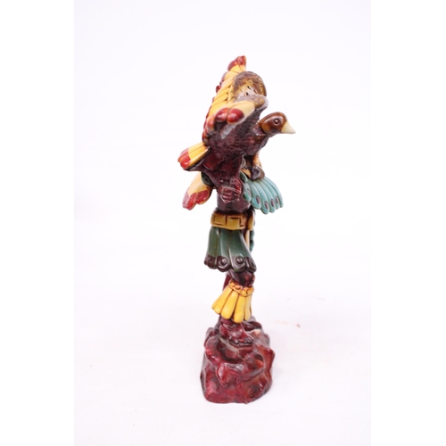 418 - AN AZTEC FIGURE WITH SEMI-PRECIOUS STONES